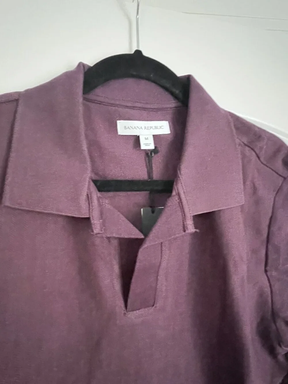NWT! Banana Republic Herringbone Cotton Long-Sleeve Polo Medium